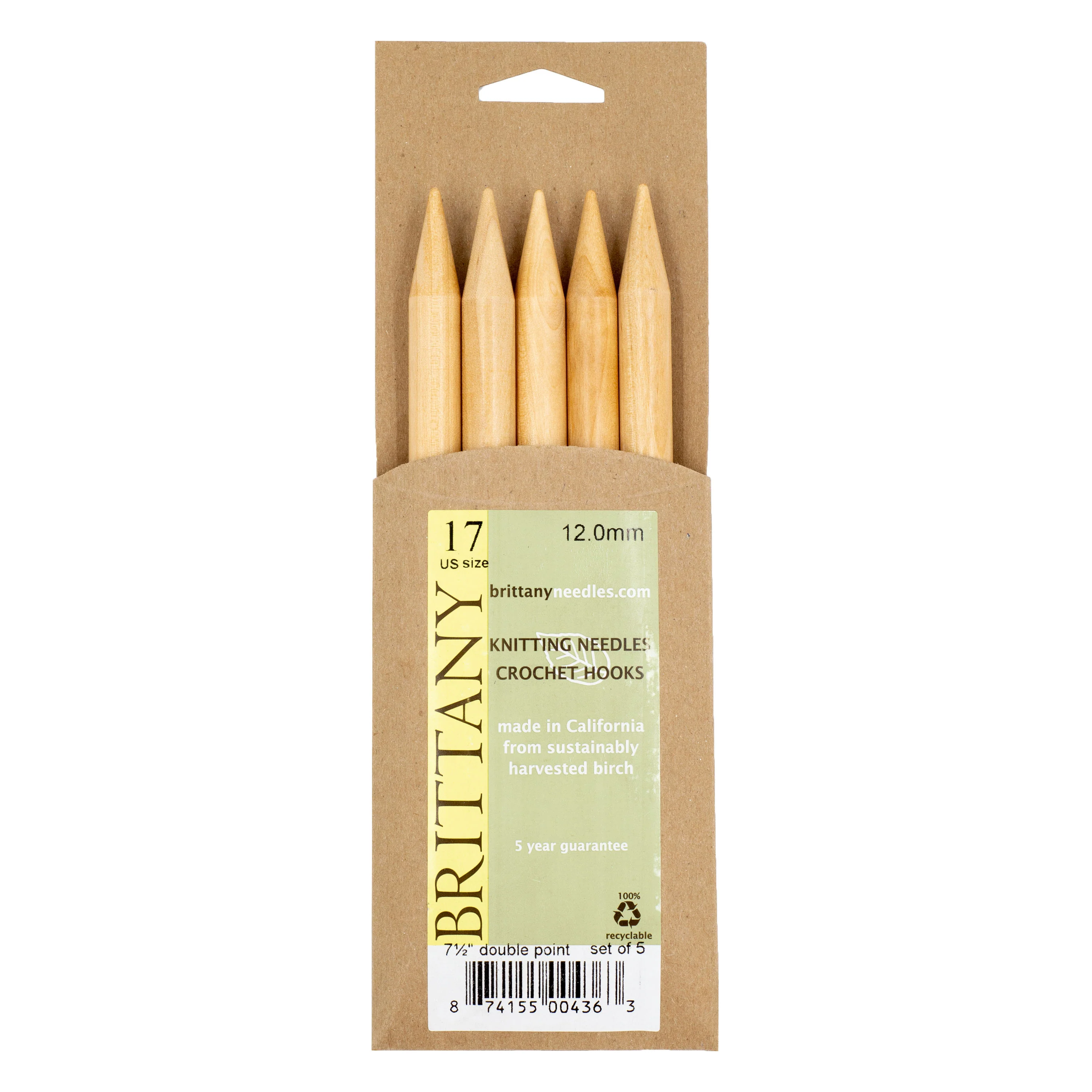 Brittany Birchwood Double Pointed Knitting Needles 7.5" (Sizes 3 to 17) - Image 12