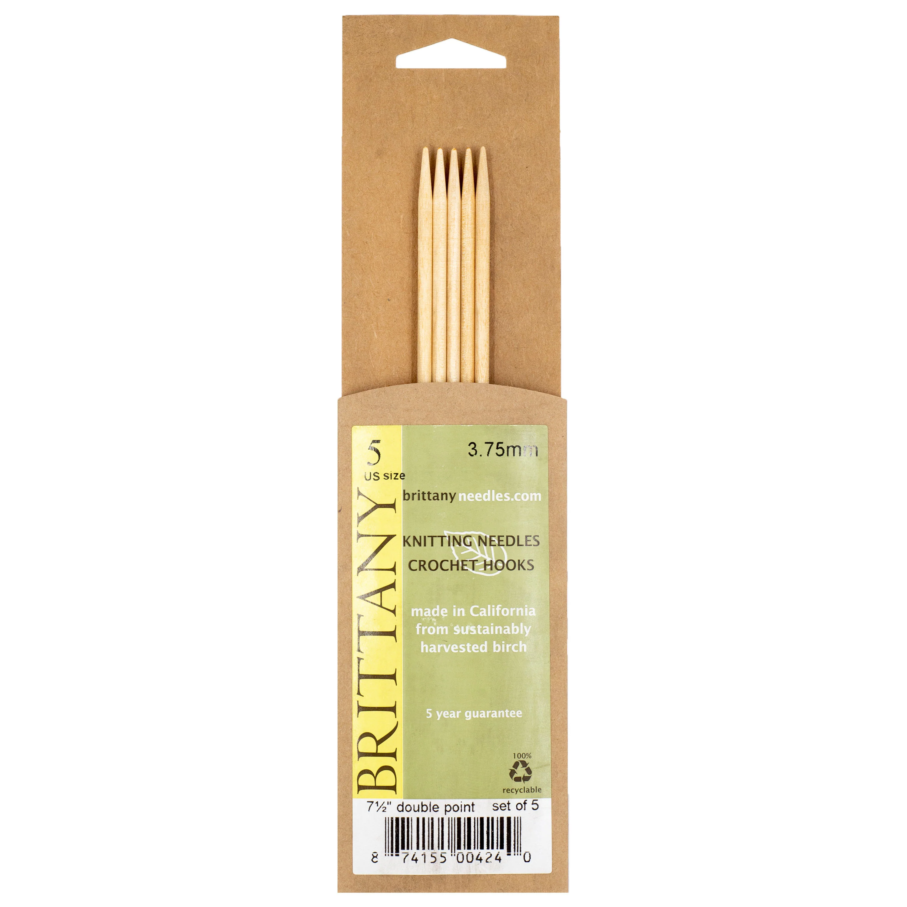 Brittany Birchwood Double Pointed Knitting Needles 7.5" (Sizes 3 to 17) - Image 3