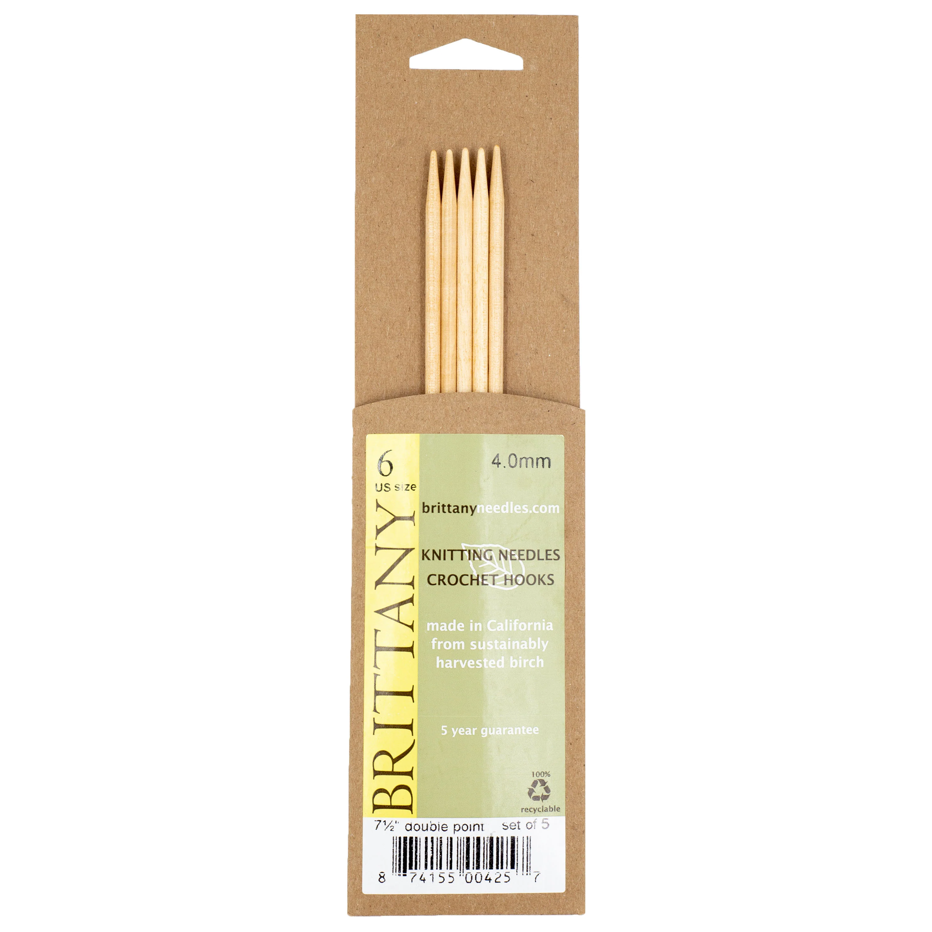 Brittany Birchwood Double Pointed Knitting Needles 7.5" (Sizes 3 to 17) - Image 4