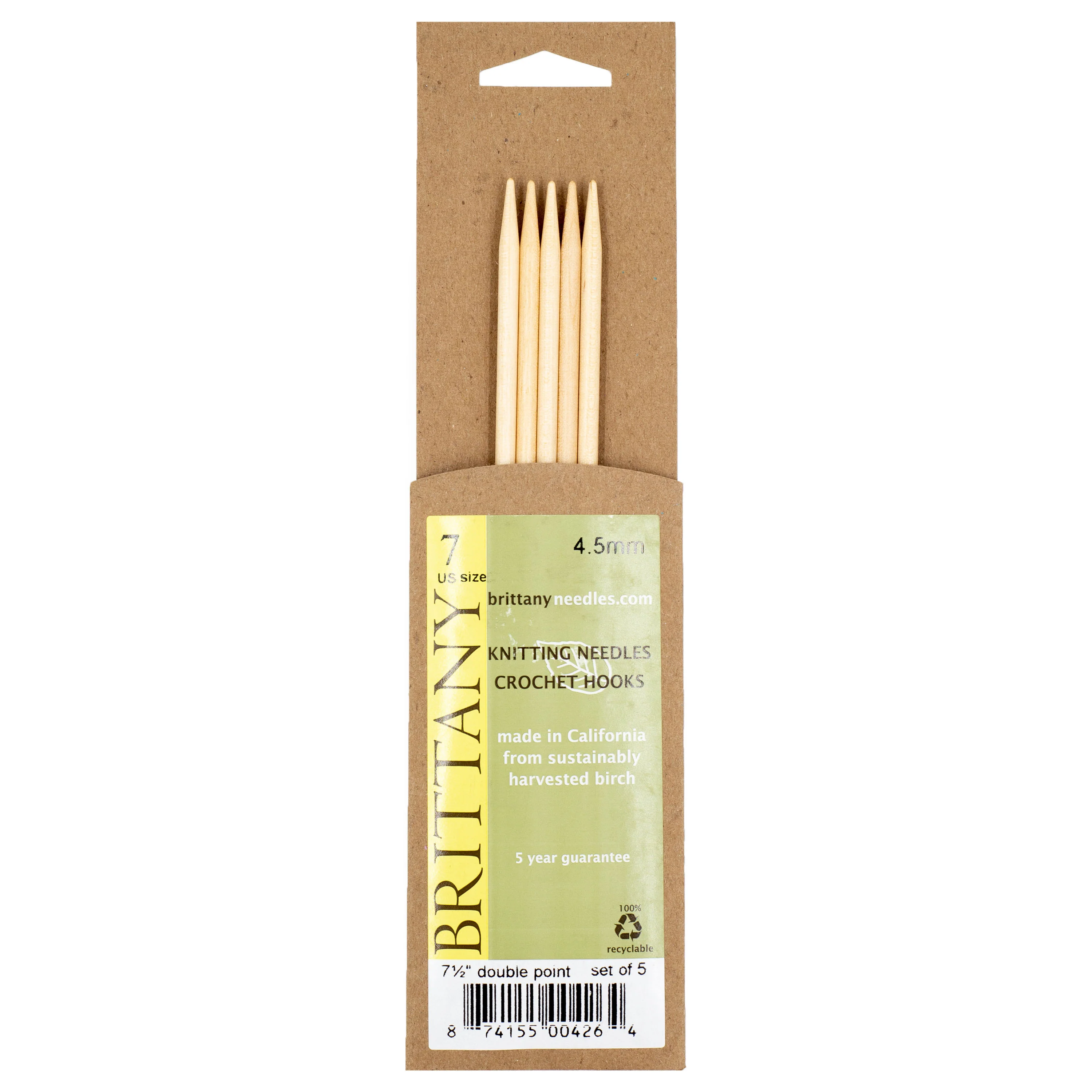 Brittany Birchwood Double Pointed Knitting Needles 7.5" (Sizes 3 to 17) - Image 5