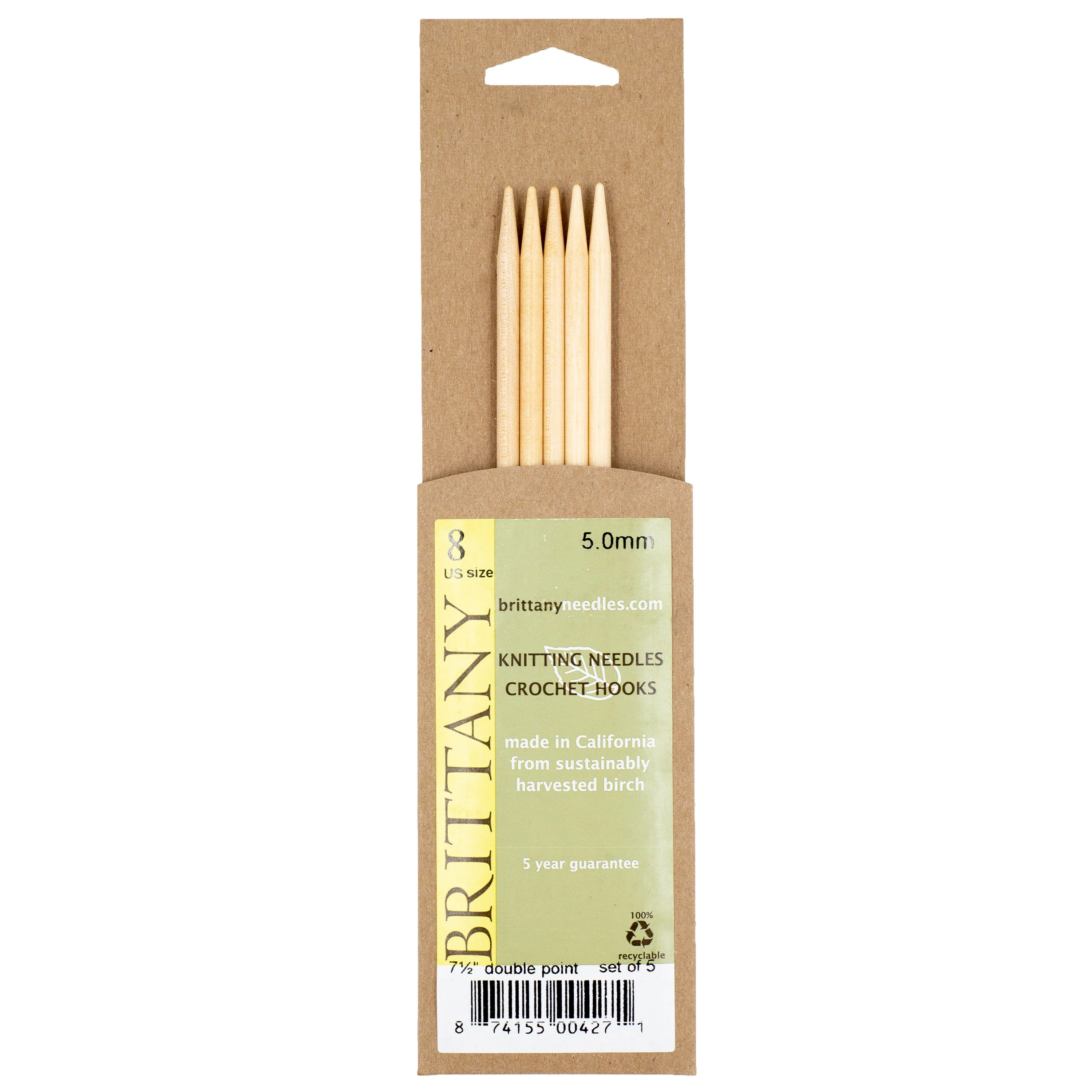Brittany Birchwood Double Pointed Knitting Needles 7.5" (Sizes 3 to 17) - Image 6