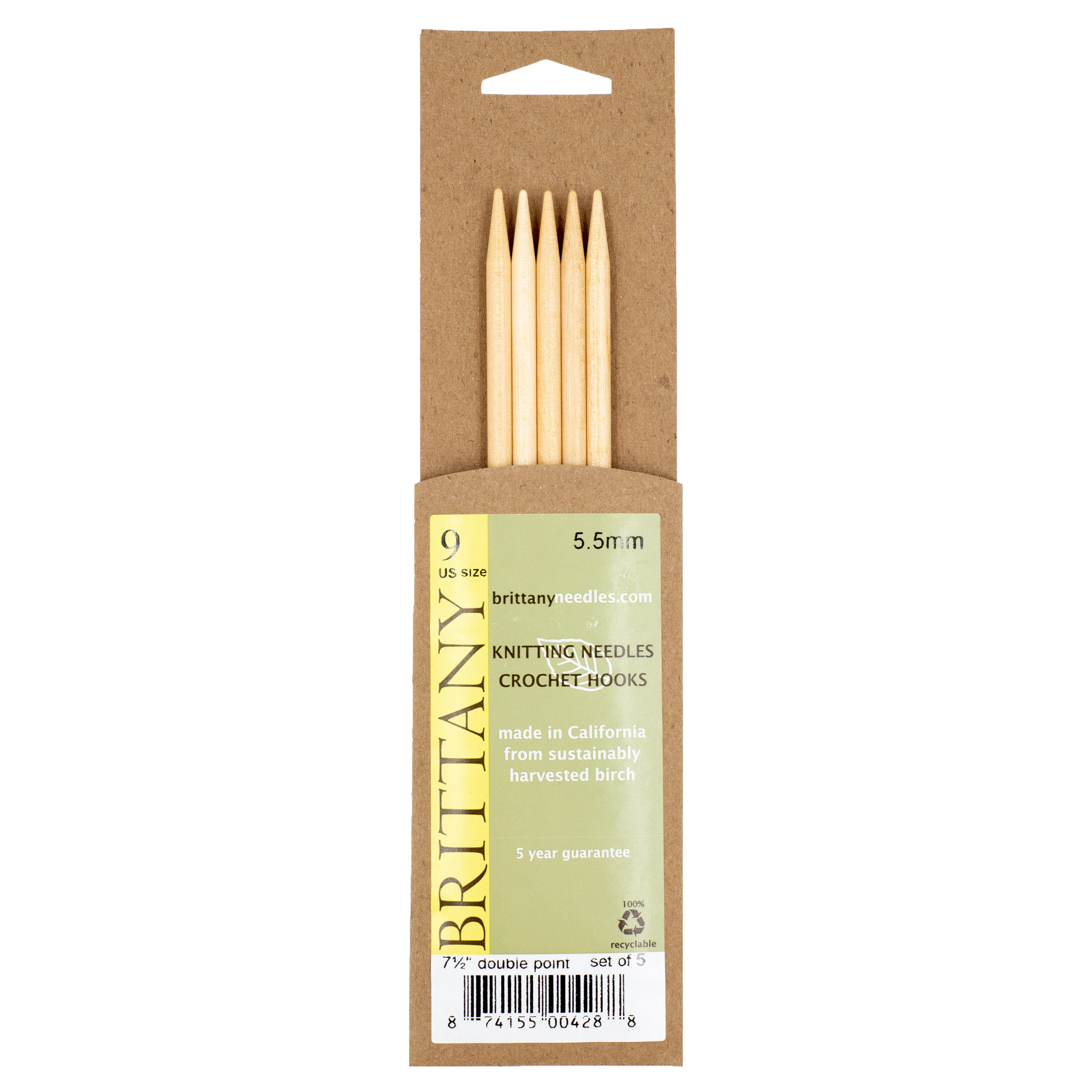 Brittany Birchwood Double Pointed Knitting Needles 7.5" (Sizes 3 to 17) - Image 7