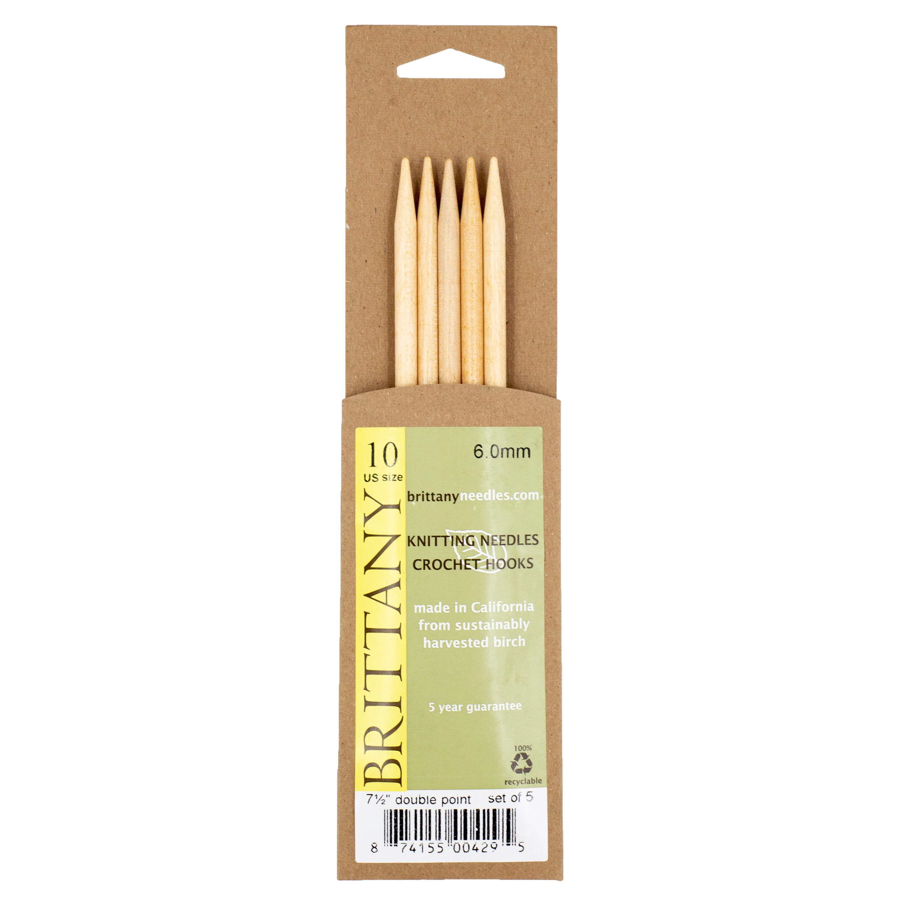 Brittany Birchwood Double Pointed Knitting Needles 7.5" (Sizes 3 to 17) - Image 8