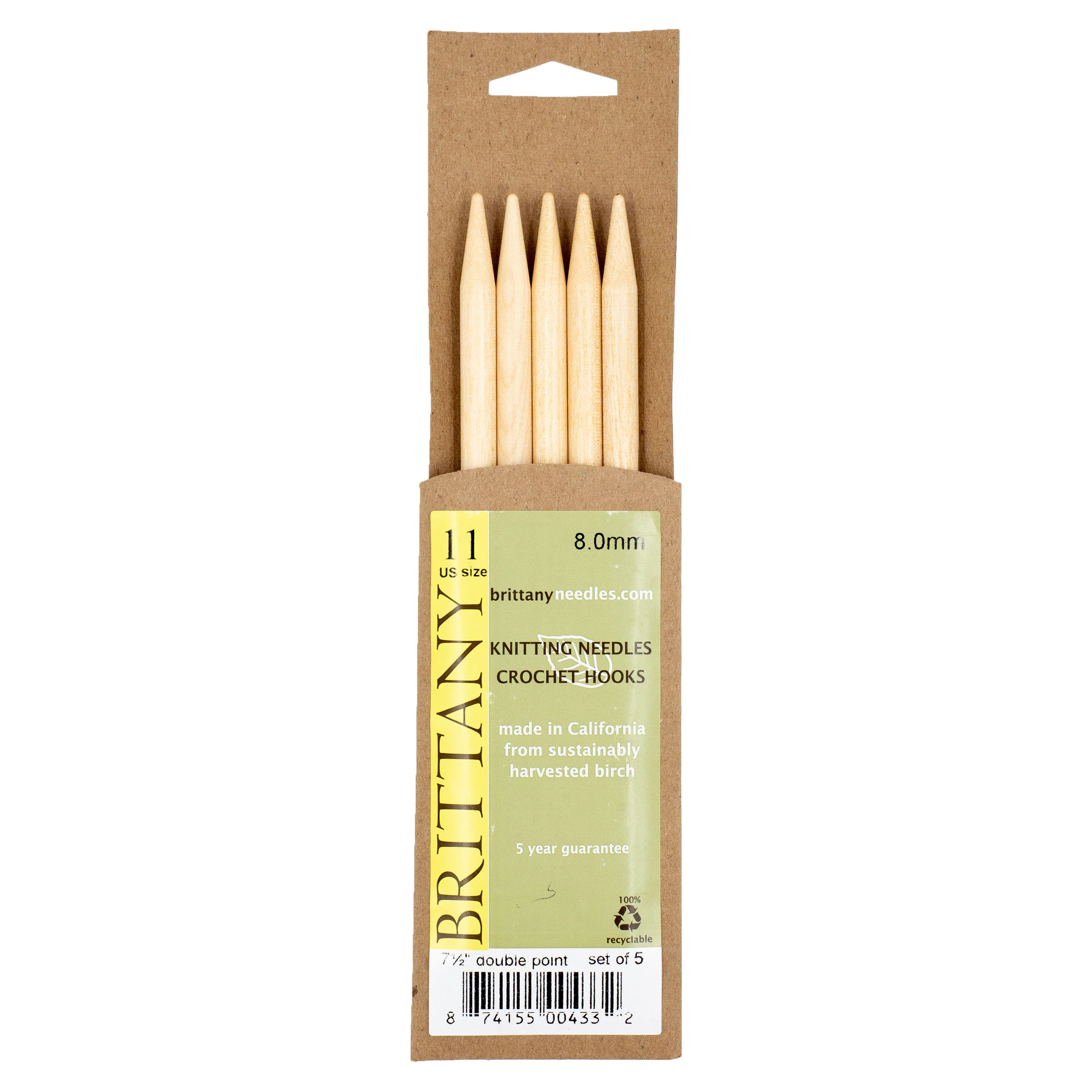 Brittany Birchwood Double Pointed Knitting Needles 7.5" (Sizes 3 to 17) - Image 9