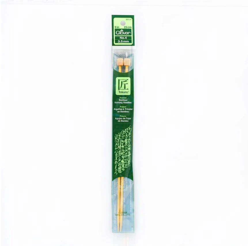 Clover Bamboo Knitting Needles 9" (Sizes 3 to 15)
