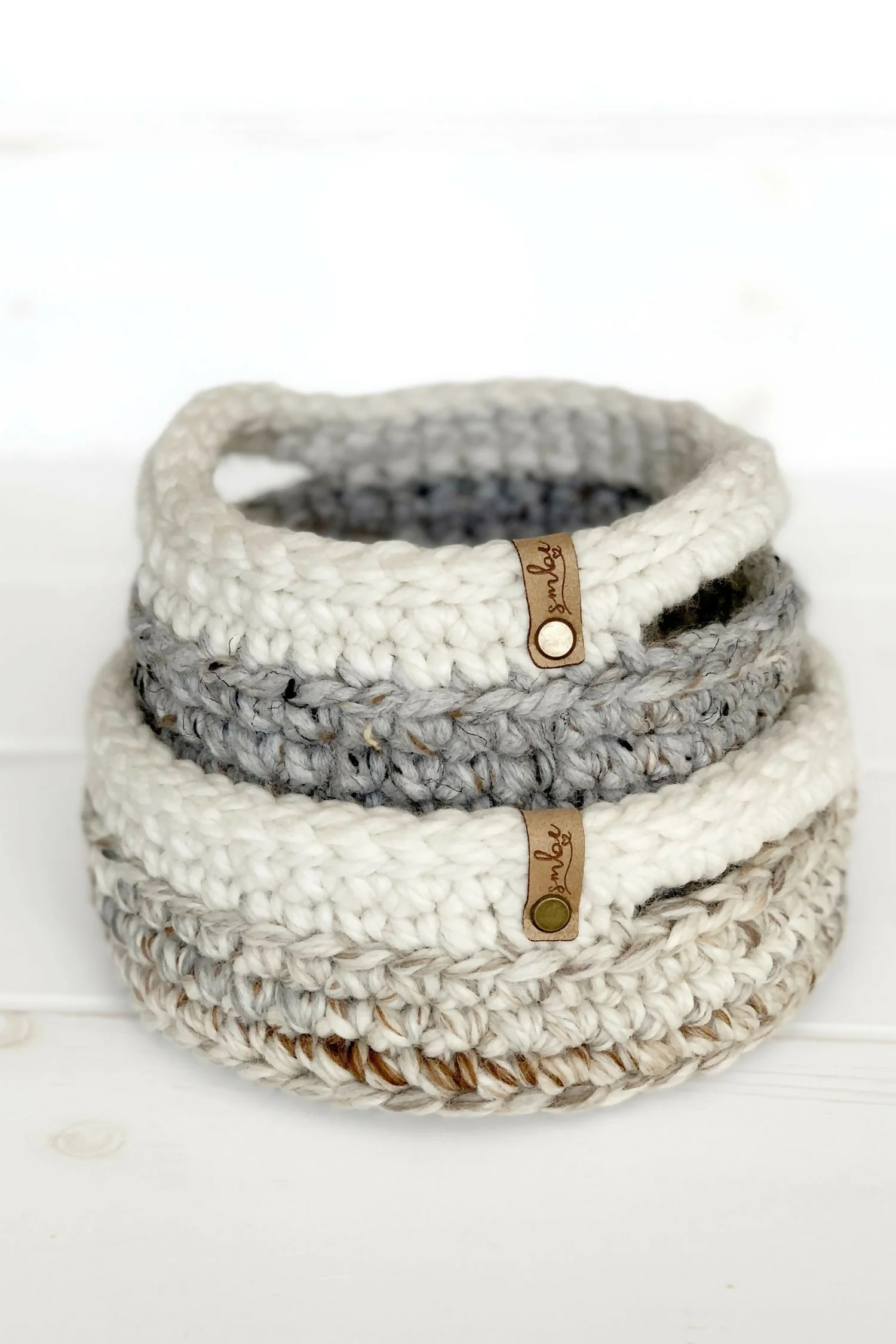 Color Block Baskets 3 Sizes (Crochet) - Image 2