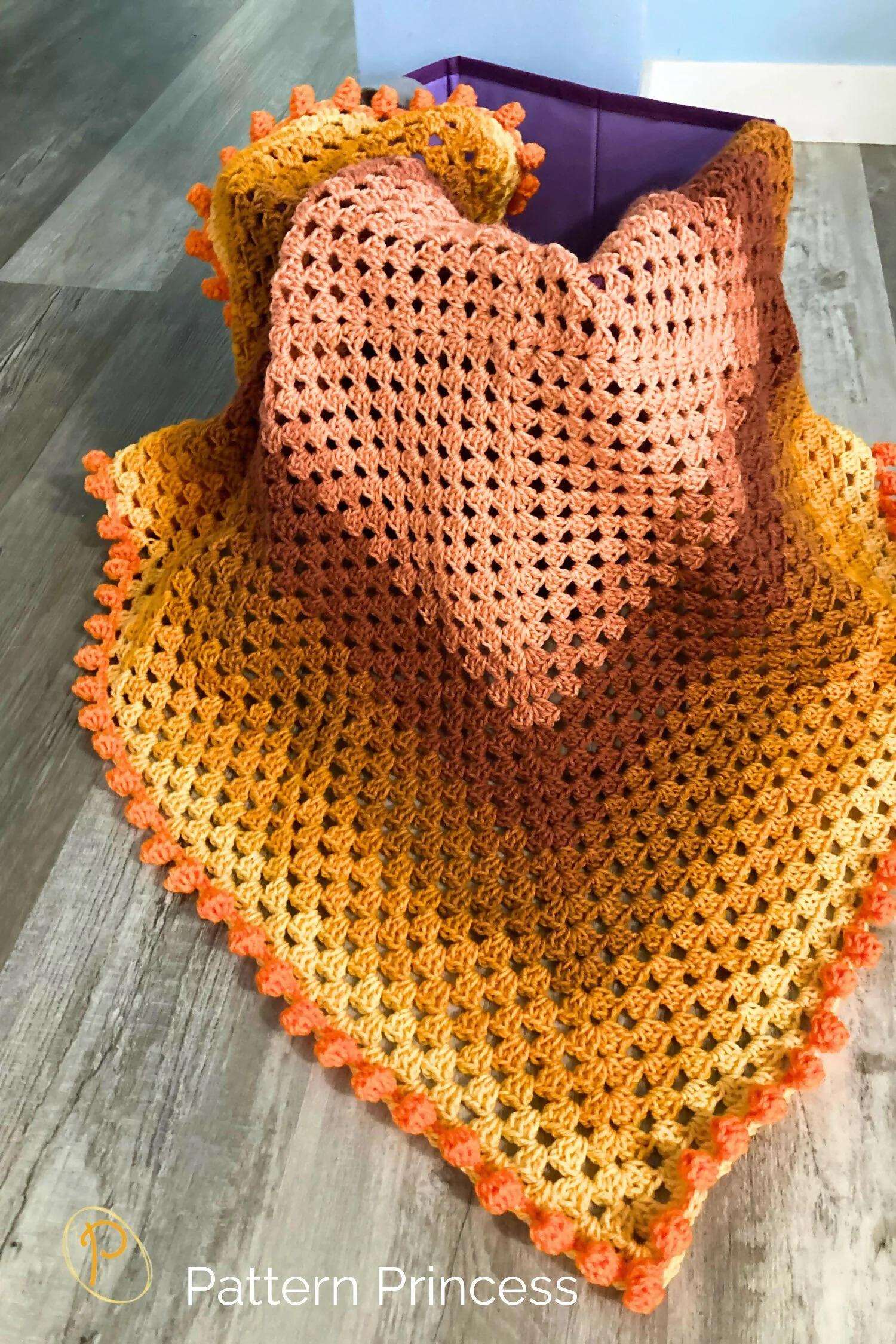 Continuous Granny Square Crochet Blanket with Dot Border (Crochet) - Image 5