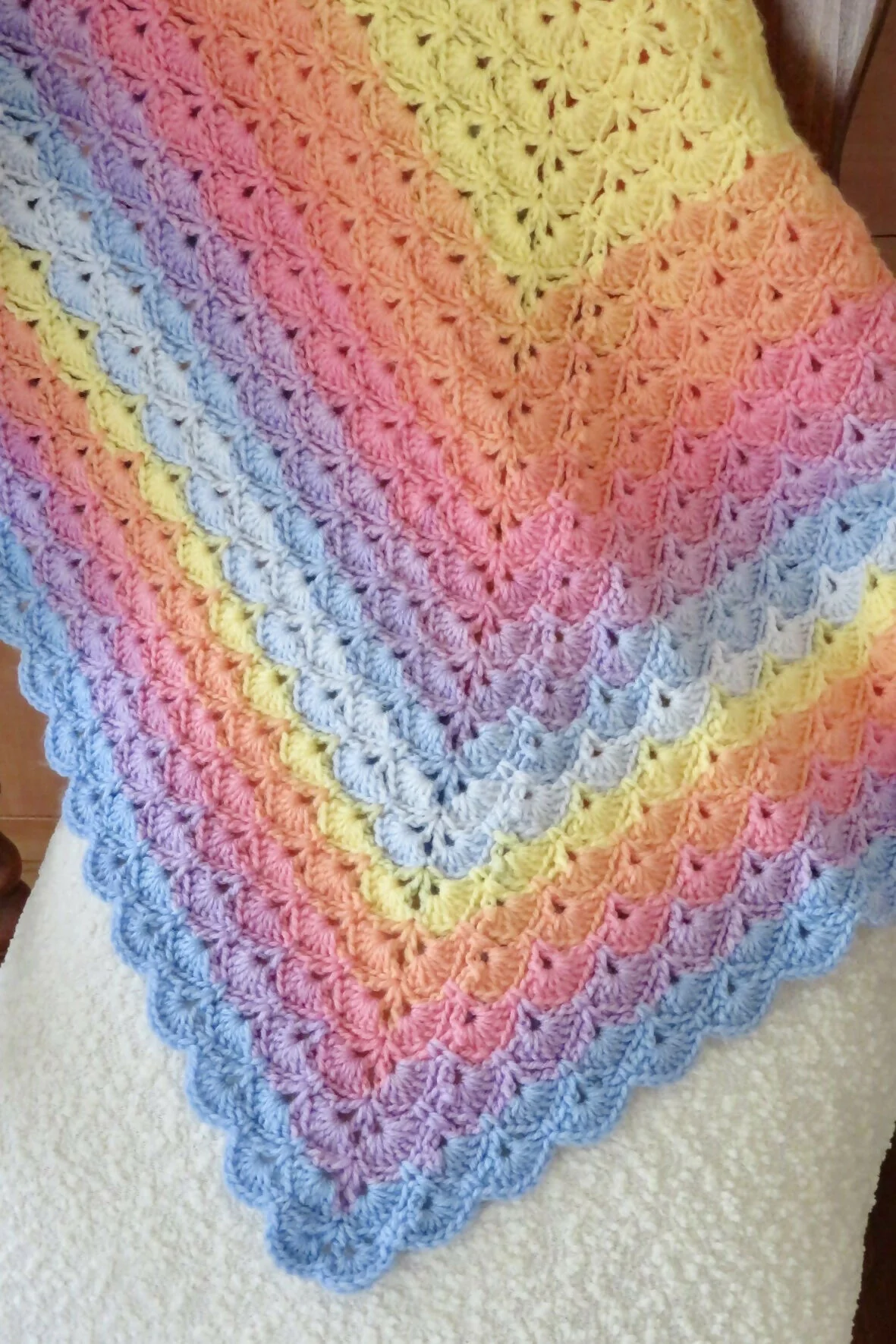Gentle Rainbow Shells Baby Blanket (Crochet) - Image 3