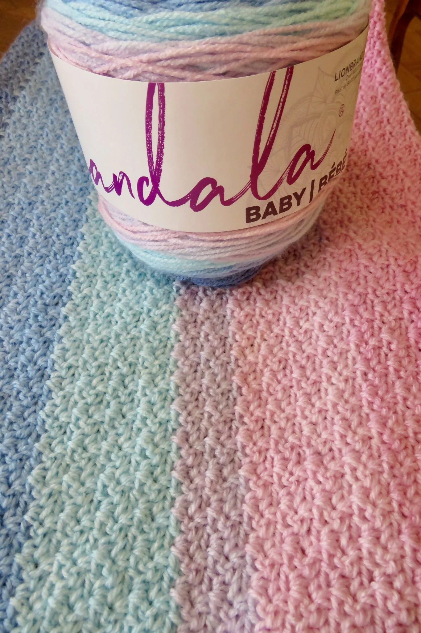 Pink & Blue Baby Bliss Blanket (Crochet) - Image 3
