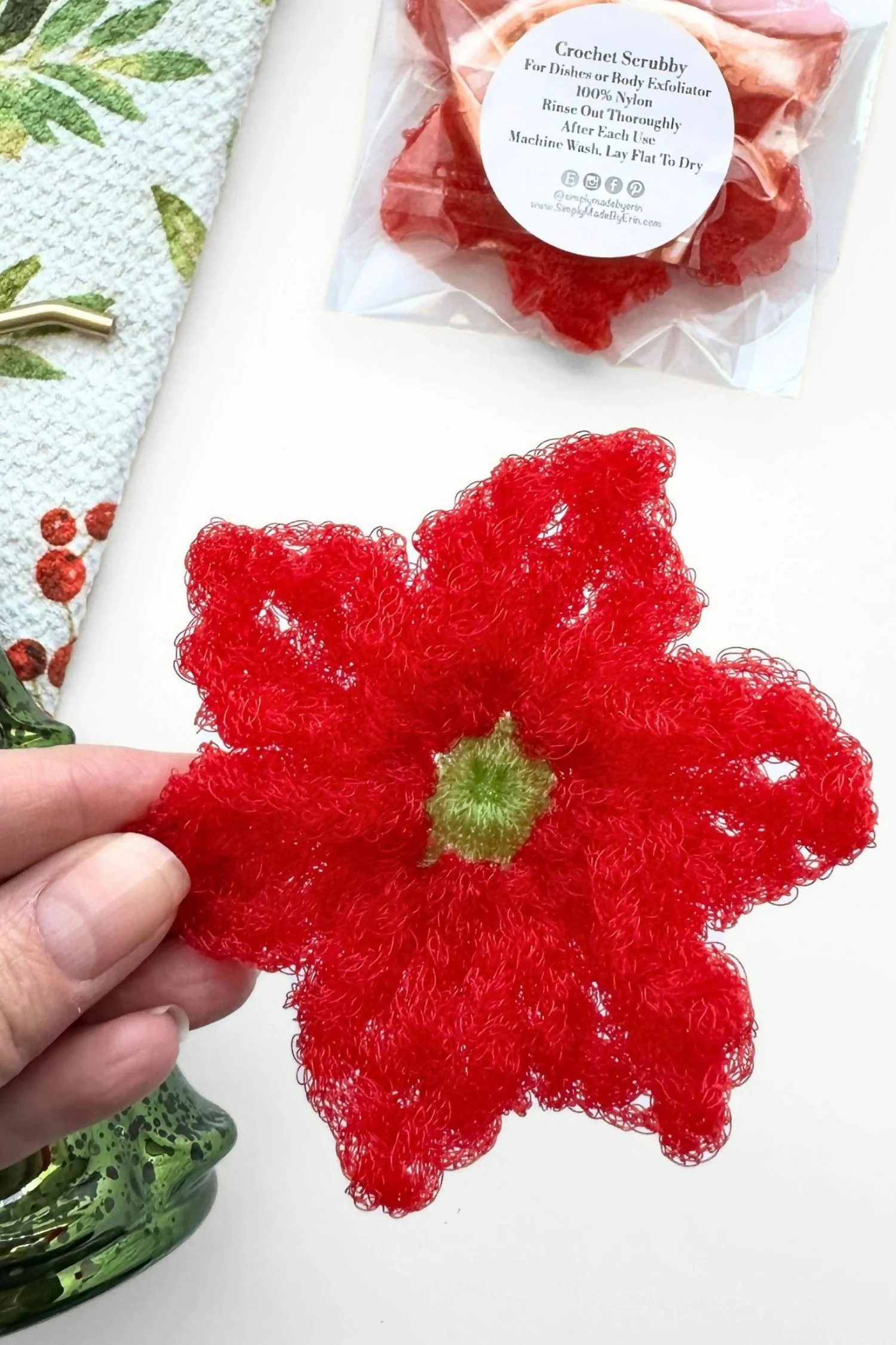 Poinsettia Dish Scrubby (Crochet) - Image 5
