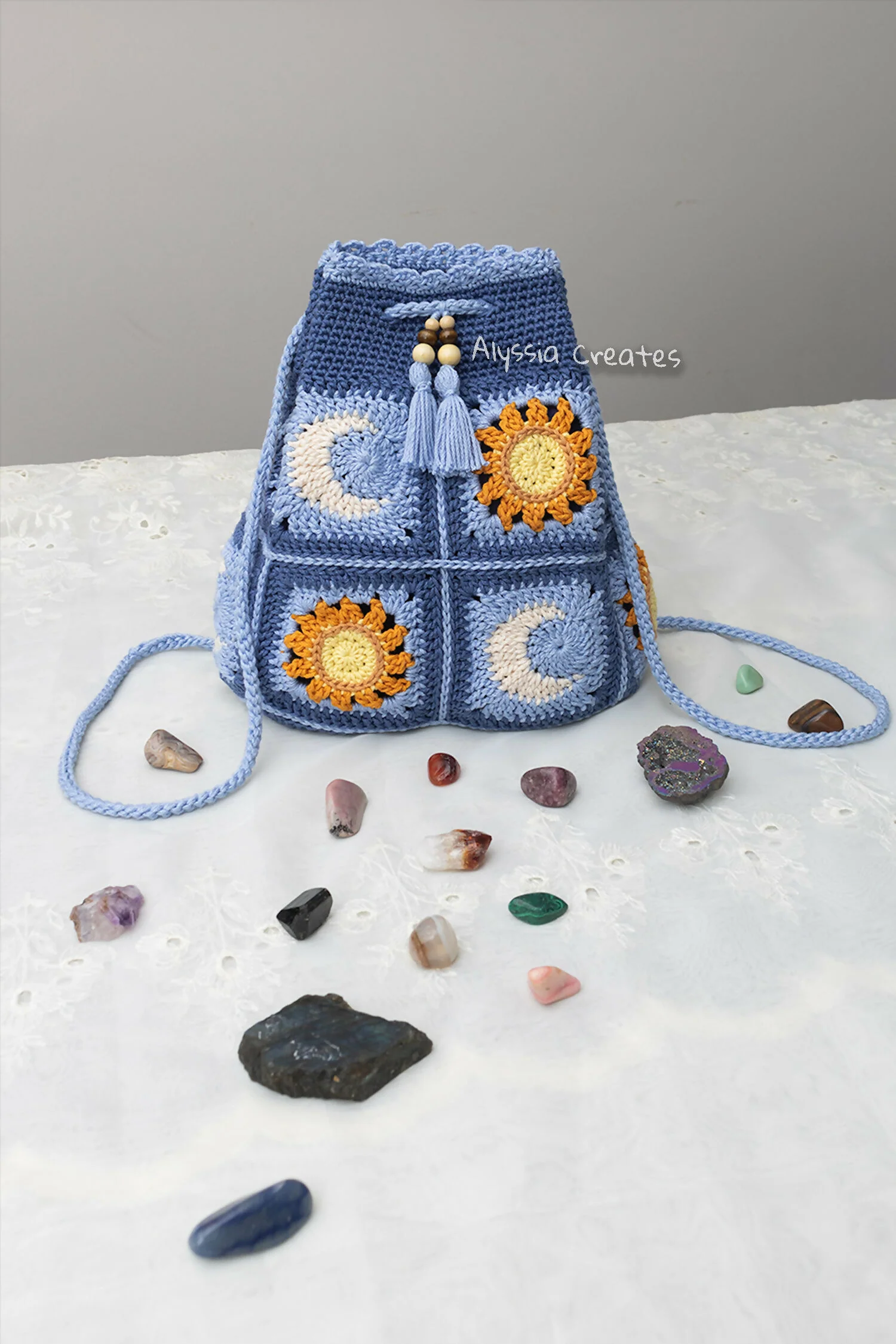 Sun and Moon Drawstring Backpack (Crochet) - Image 2