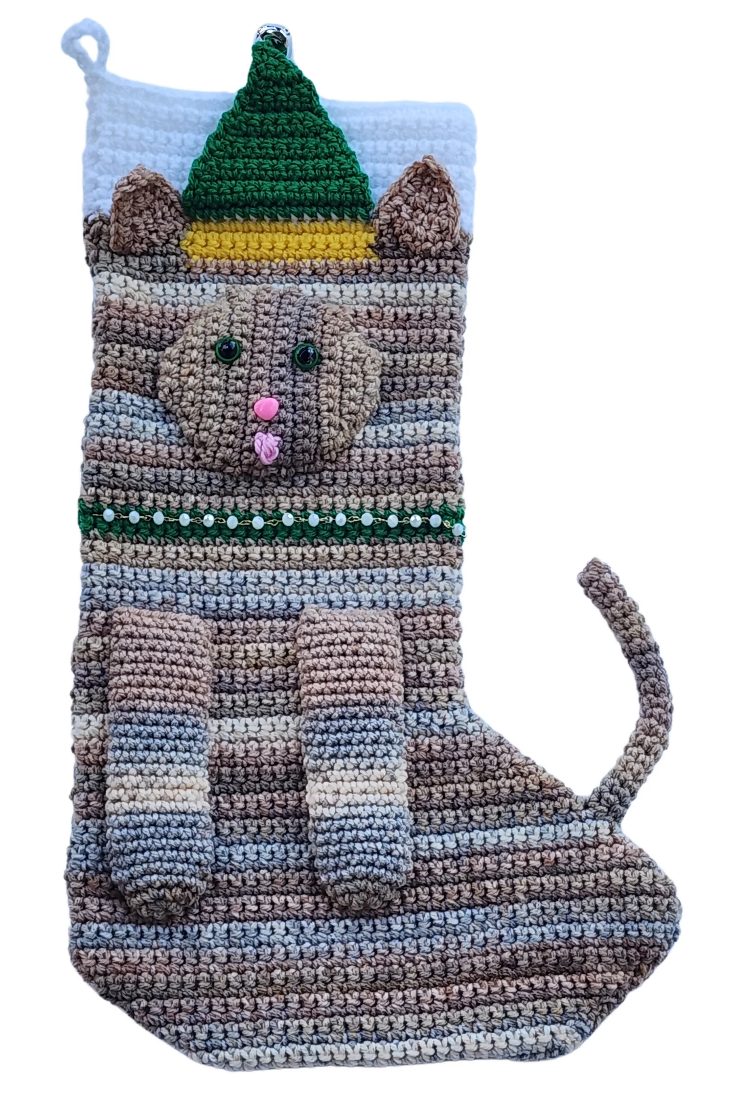 Tabby Cat Christmas Stocking (Crochet) - Image 2